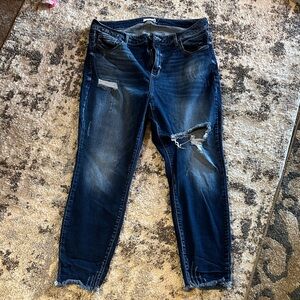 Ms Cello Dark Blue Distressed Ankle Jeans, 16